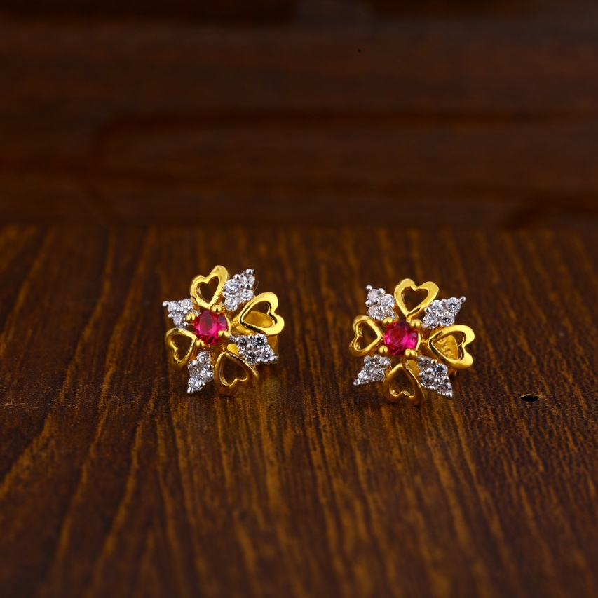 22KT Gold CZ Hallmark Classic Ladies Tops Earrings LTE186