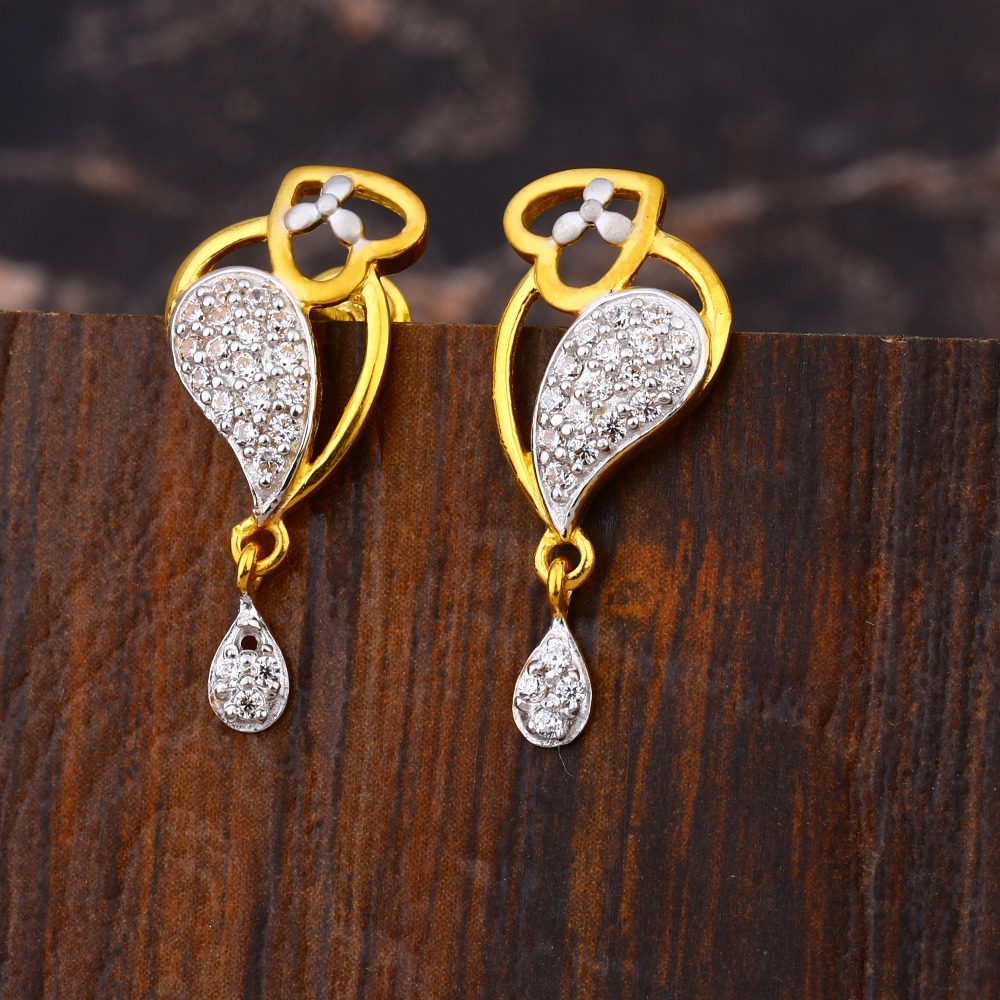 22CT Gold CZ  Stylish Women's Hallmark Earring LFE634