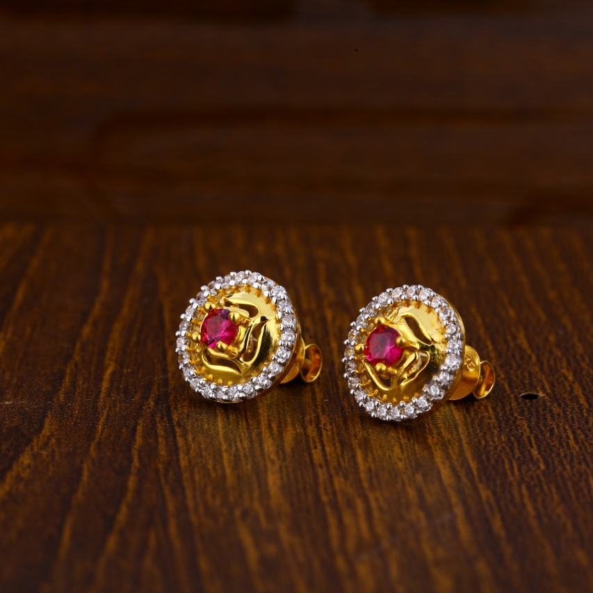 22KT Gold Hallmark StylishLadies Tops Earrings LTE182