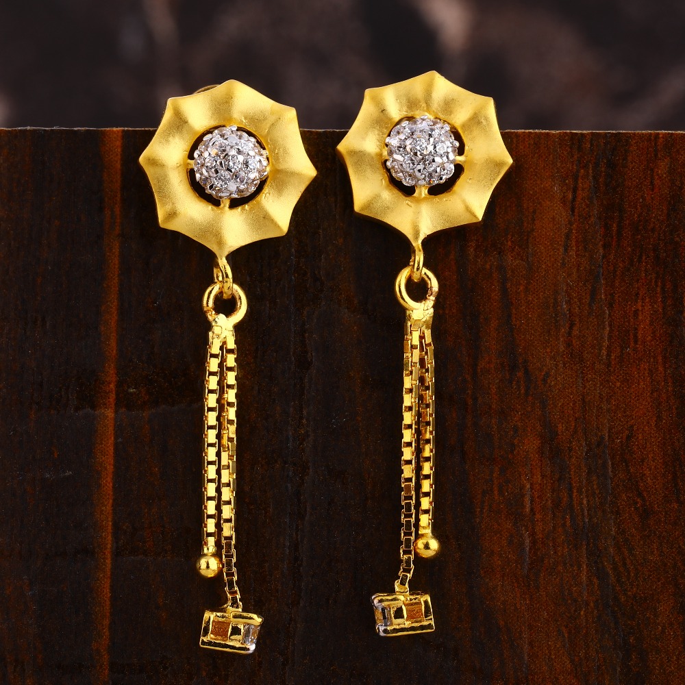 22CT Gold CZ Stylish  Ladies Earring LFE577