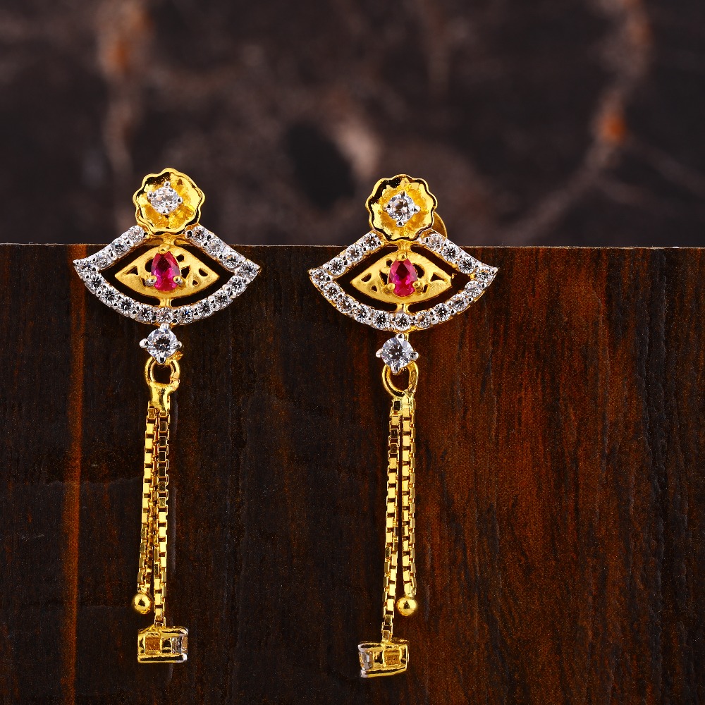 22CT Gold CZ Delicate Ladies Earring LFE573