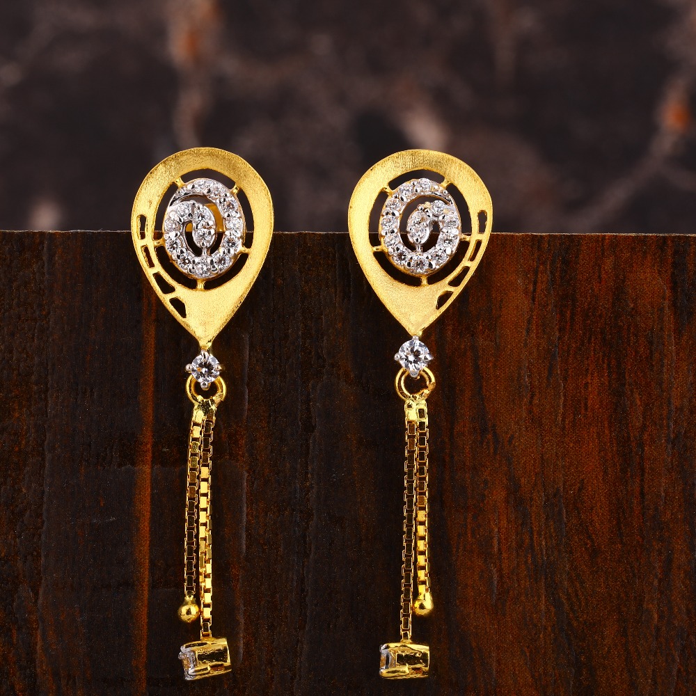 22CT Gold CZ Designer Ladies Earring LFE572