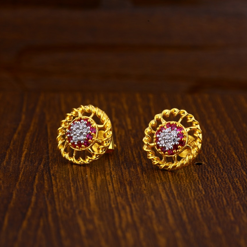 916 Gold CZ Hallmark Stylish Ladies Tops Earrings LTE166