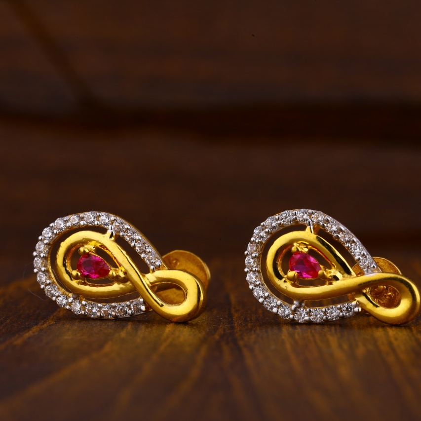 916 Gold CZ Delicate Ladies Tops Earrings LTE154