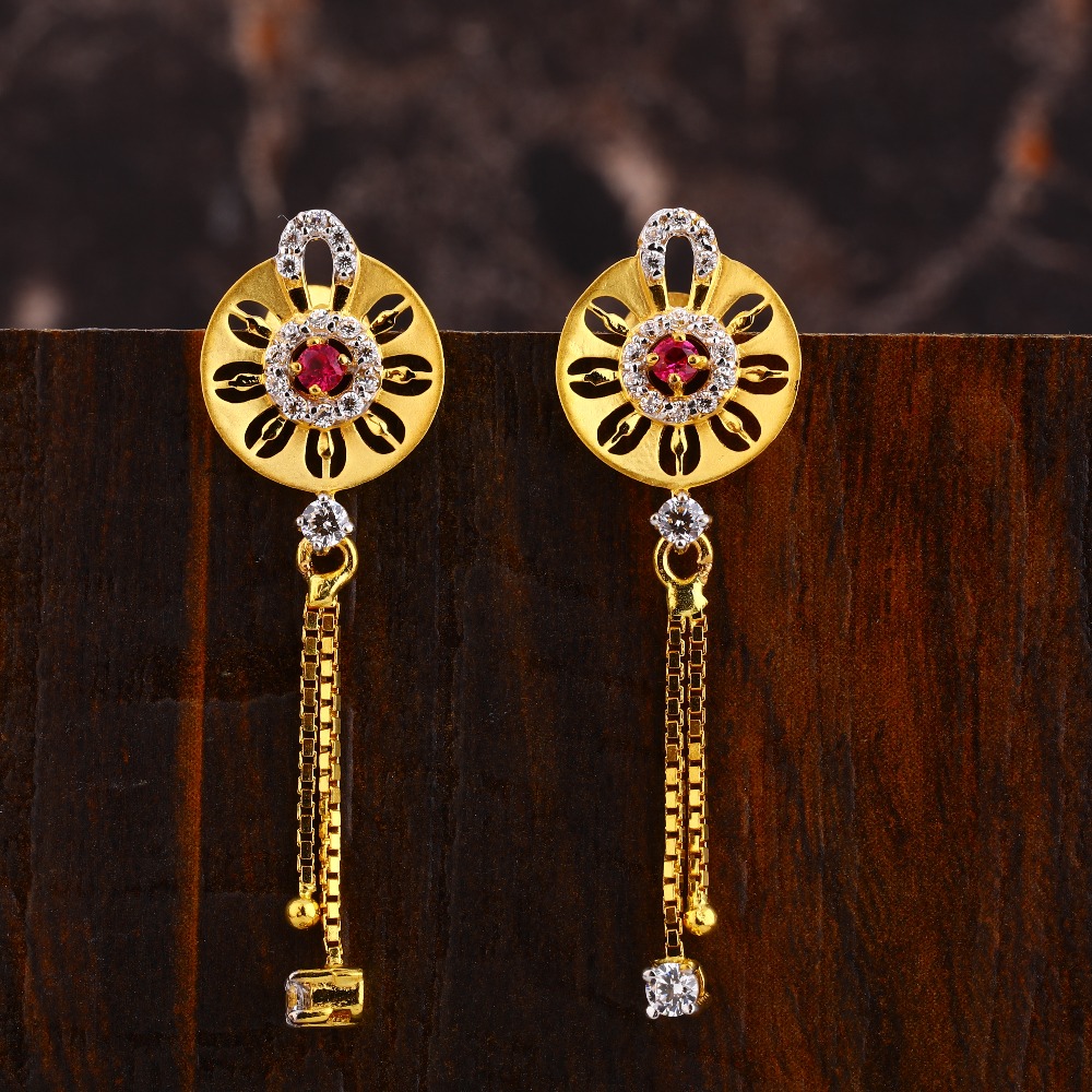 22KT Gold CZ Delicate Women's Hallmark  Earring LFE565