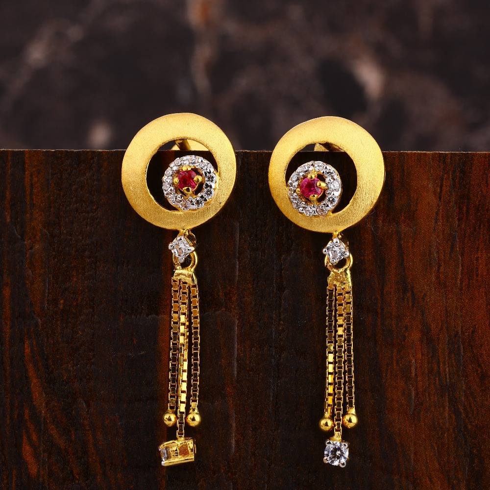 22KT Gold CZ  Delicate Ladies  Earring LFE557