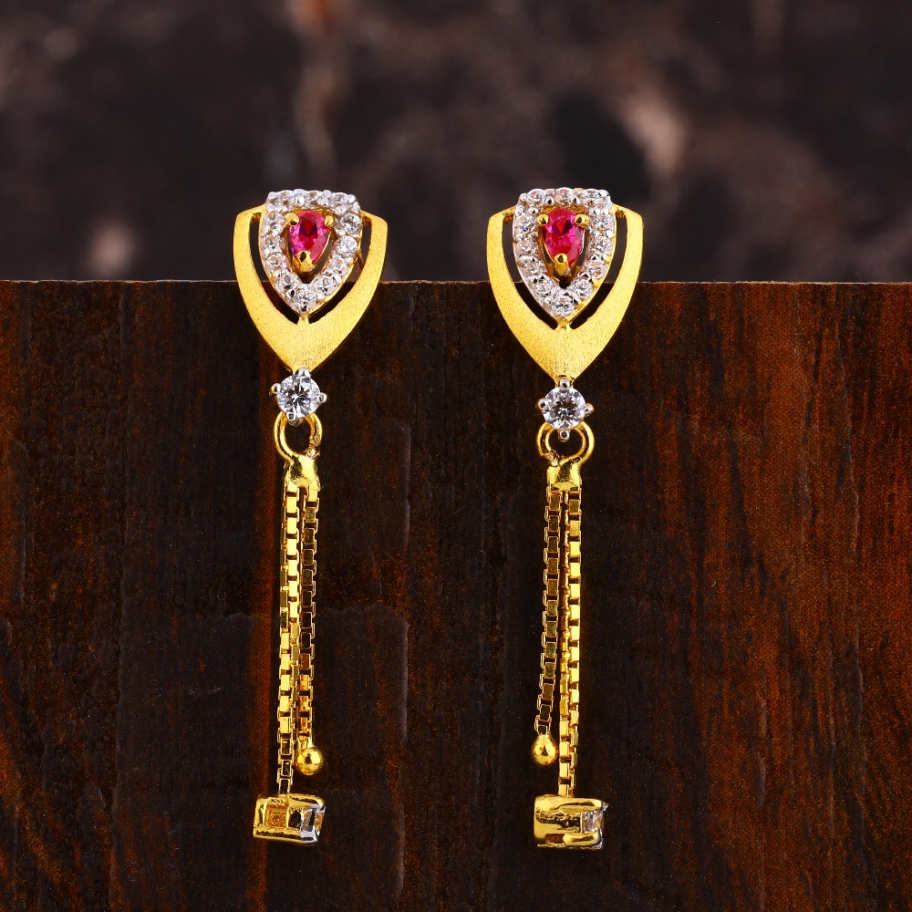 22KT Gold CZ Ladies  Earring LFE554