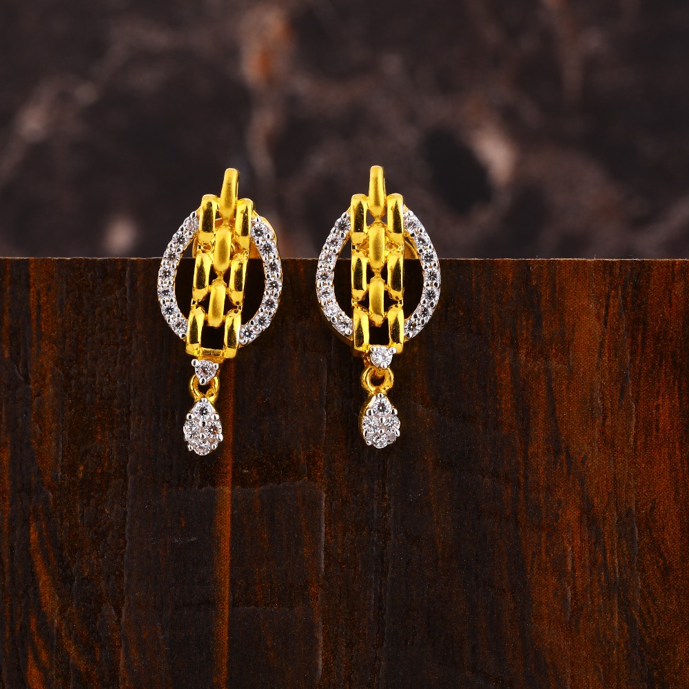 916 gold cz women's stylish hallmark earring lfe553