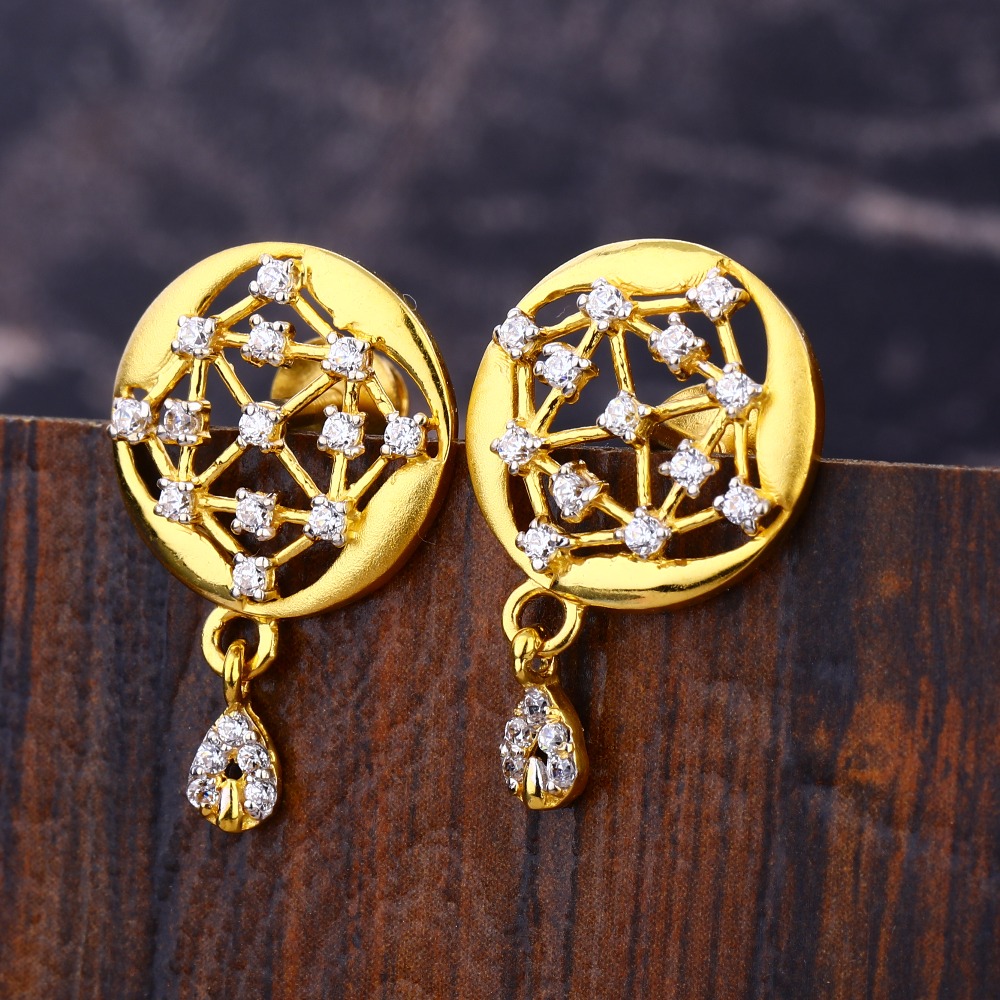 22CT CZ Women's Designer  Hallmark Gold Earring LFE624