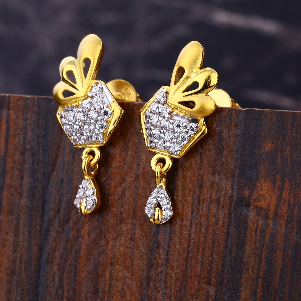 22KT CZ Women's  Stylish Hallmark  Gold Earring LFE613