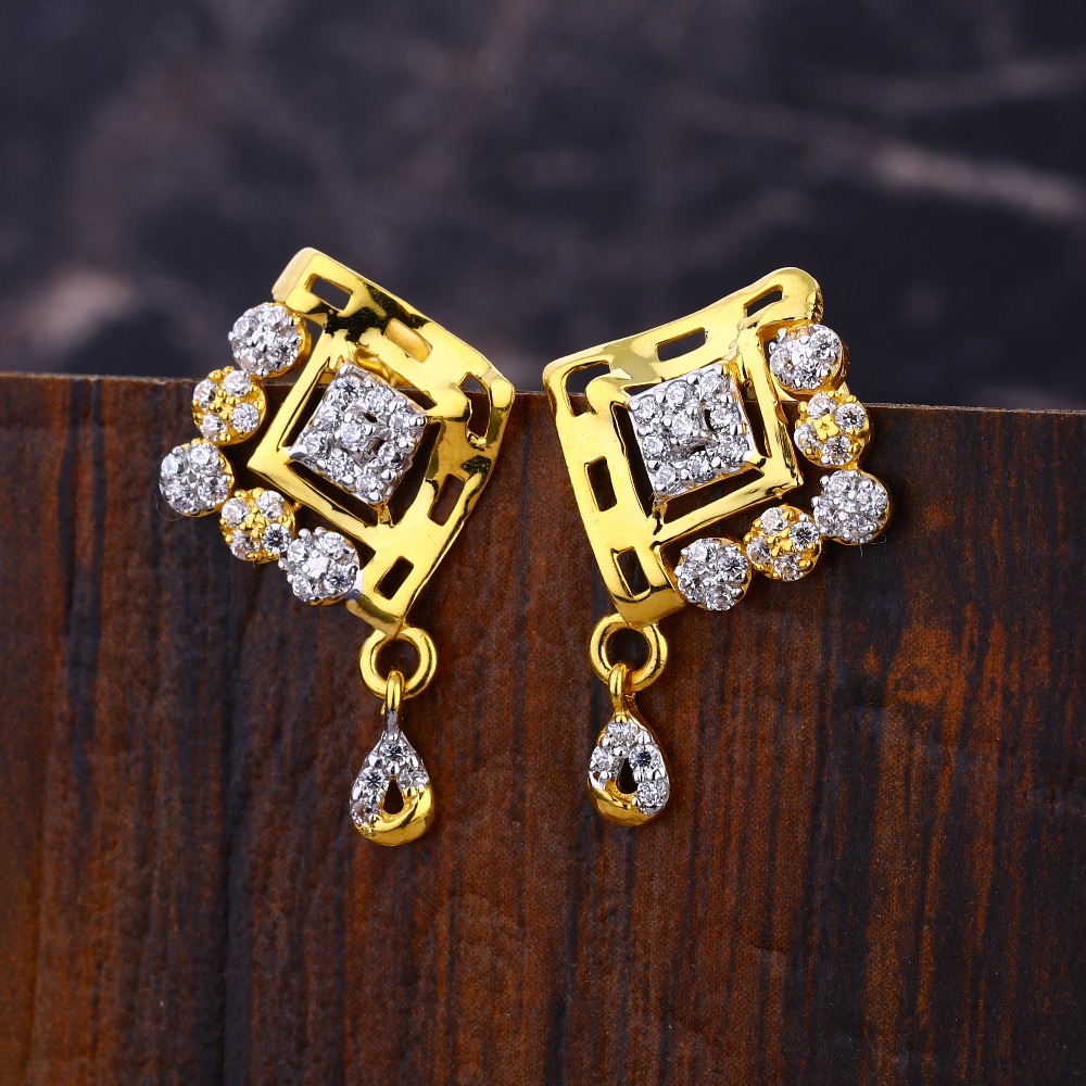 22KT CZ Women's Gorgeous Hallmark  Gold Earring LFE612