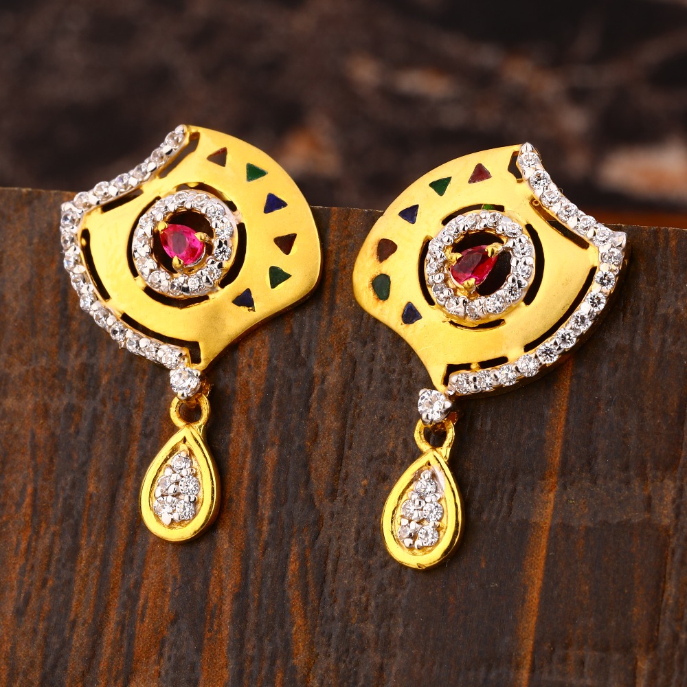 22KT CZ Ladies Designer  Gold Earring LFE471