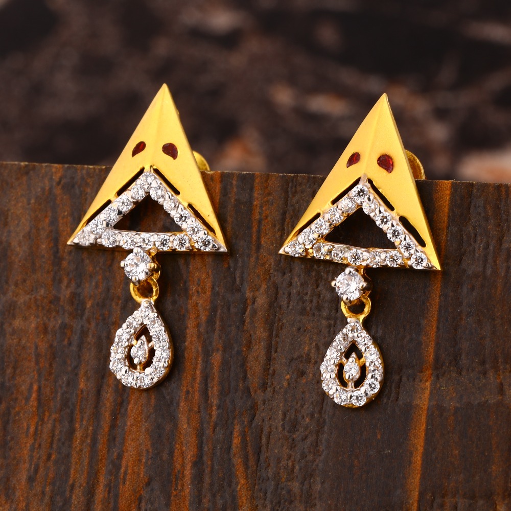 22KT CZ Ladies Classic Gold Earring LFE470