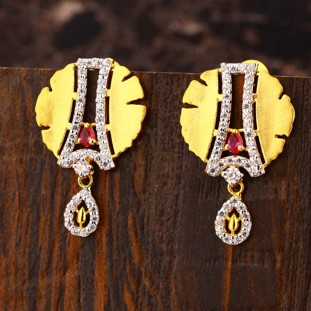 916 CZ Women's Classic Hallmark  Gold Earring LFE462