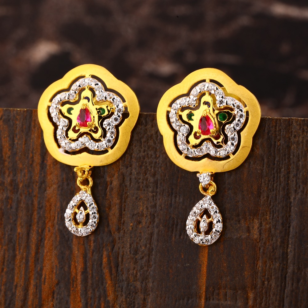 916 CZ Women's Hallmark  Gold Earring LFE461