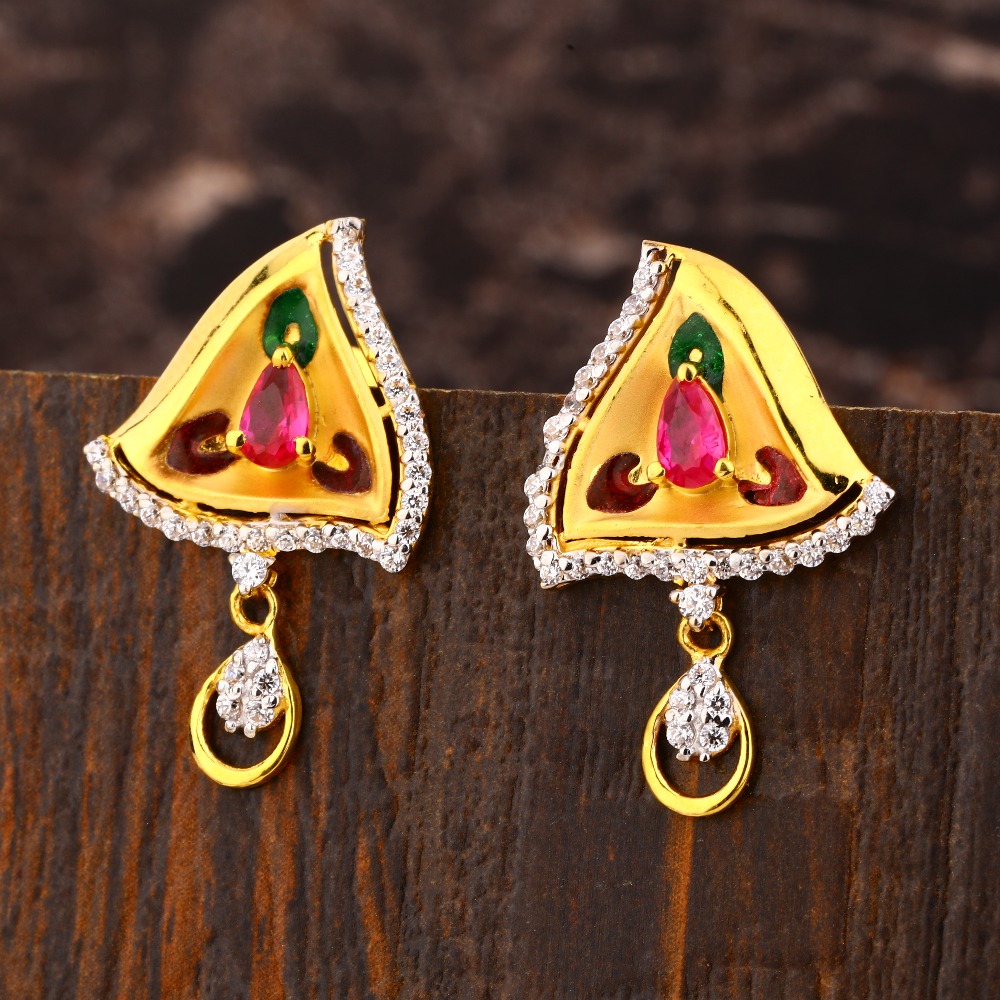 22CT Gold CZ  Women's Gorgeous  Hallmark Earring LFE451