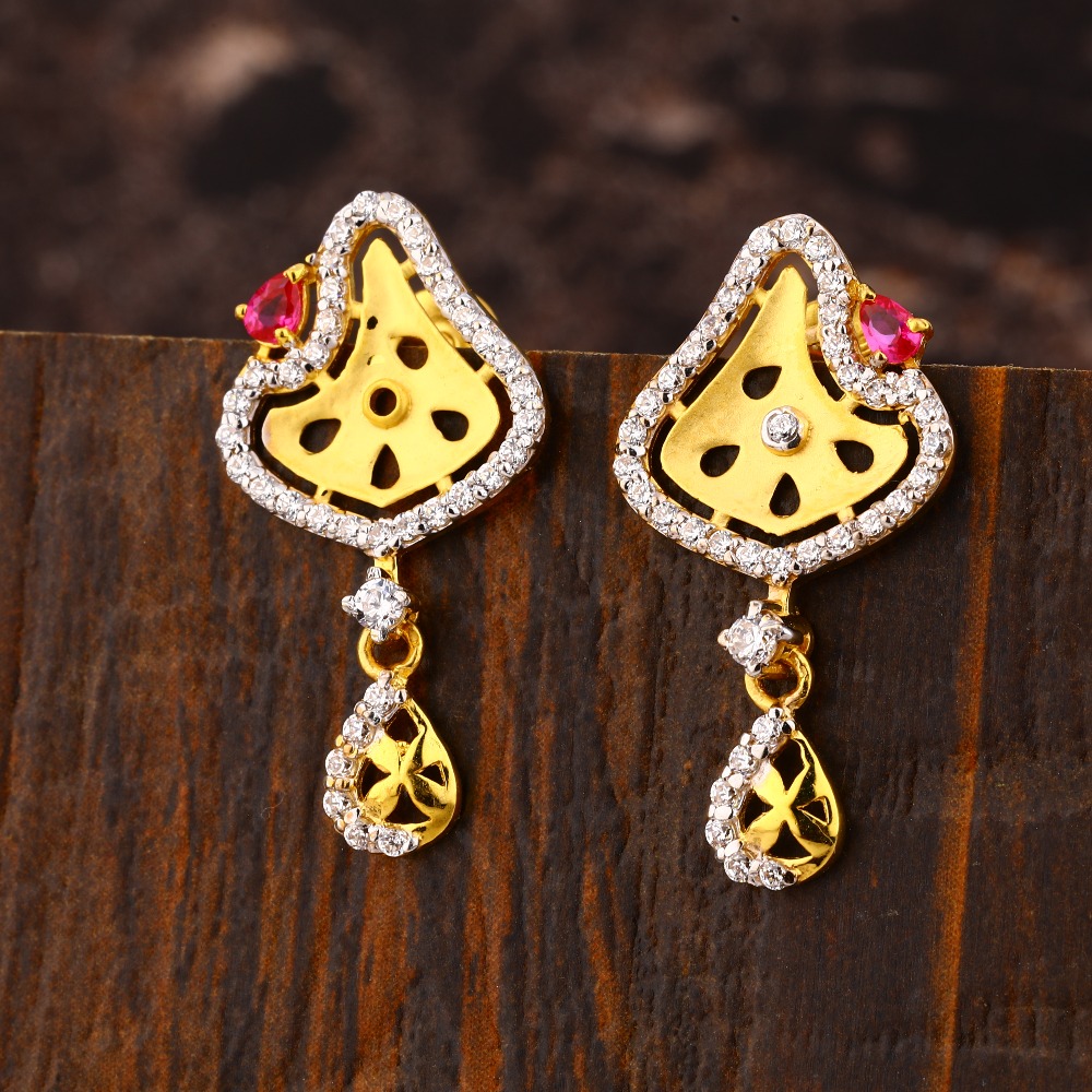 22KT Gold CZ Women's Fancy Hallmark  Earring LFE434