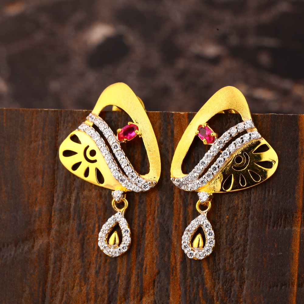 916 Gold CZ Exclusive Ladies Earring LFE420