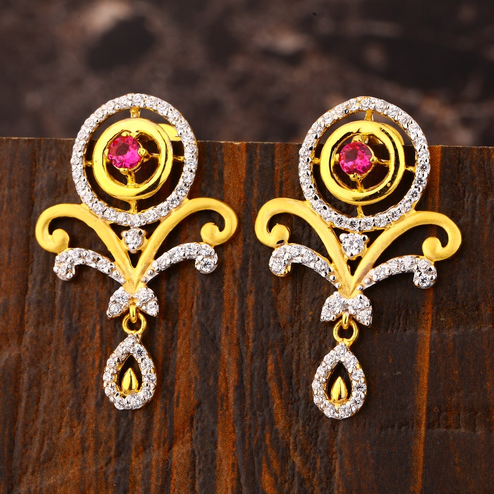 22CT  Gold CZ Women's Stylish Hallmark  Earring LFE415