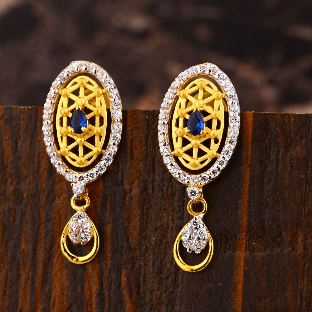 22CT  Gold CZ Women's Fancy Hallmark  Earring LFE413
