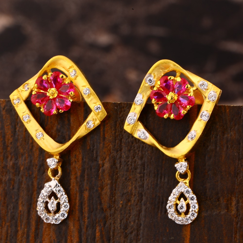 22CT  Gold CZ Women's Delicate Hallmark  Earring LFE411
