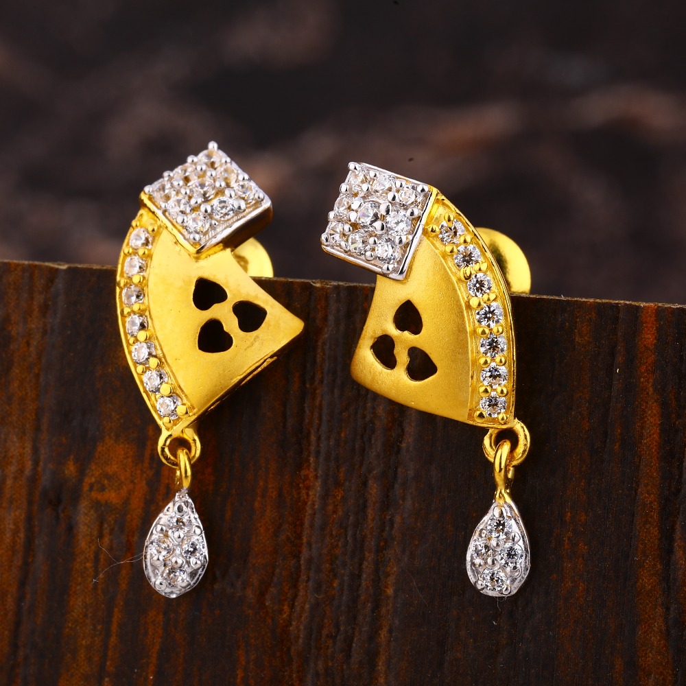 22CT  Gold CZ Women's Hallmark  Earring LFE514