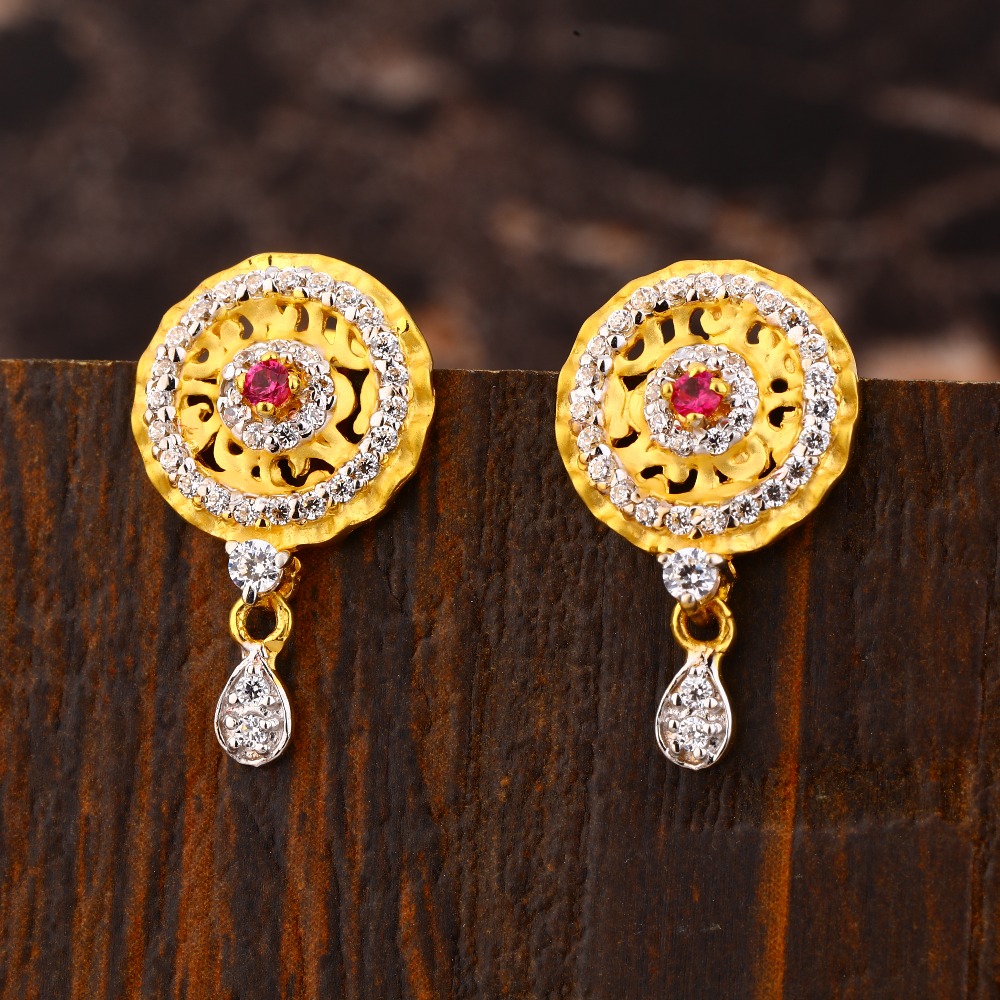 22CT  Gold CZ Delicate Ladies  Fancy Earring LFE408