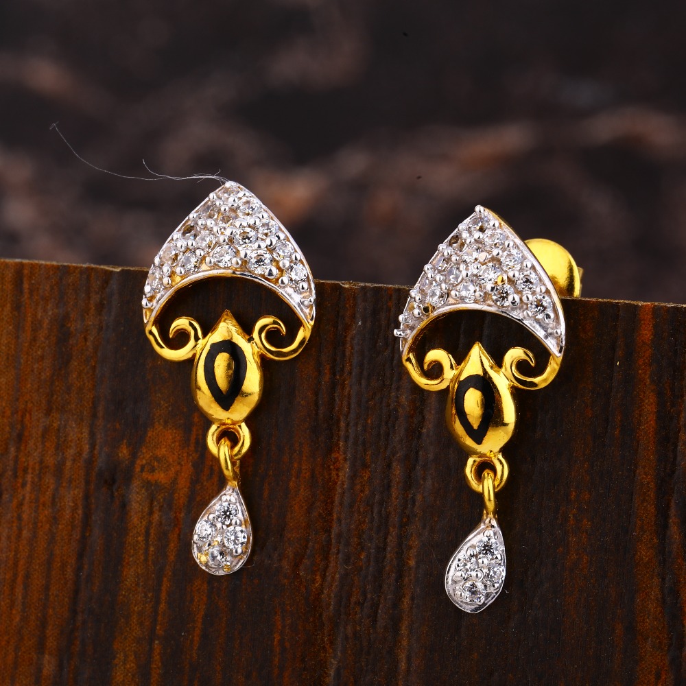 22CT  Gold CZ designer Ladies  Fancy Earring LFE510