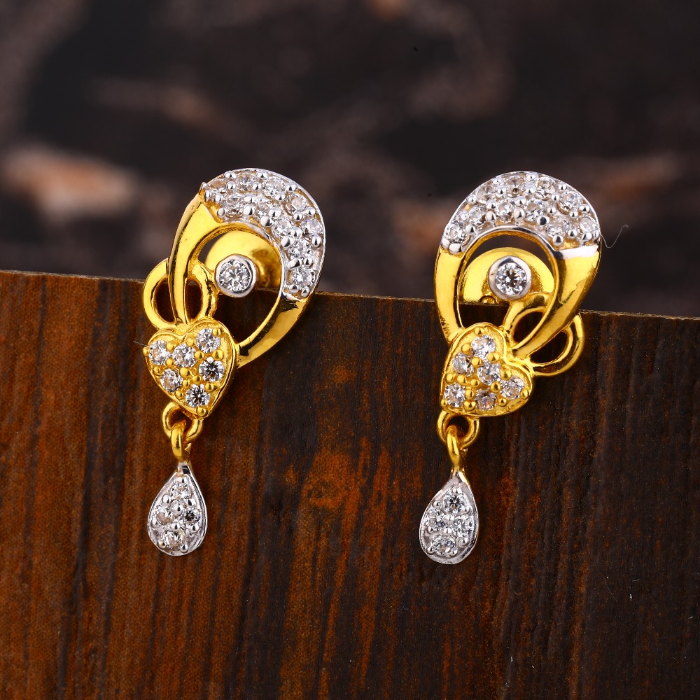22KT  Gold CZ Women's Classic Hallmark Earring LFE504