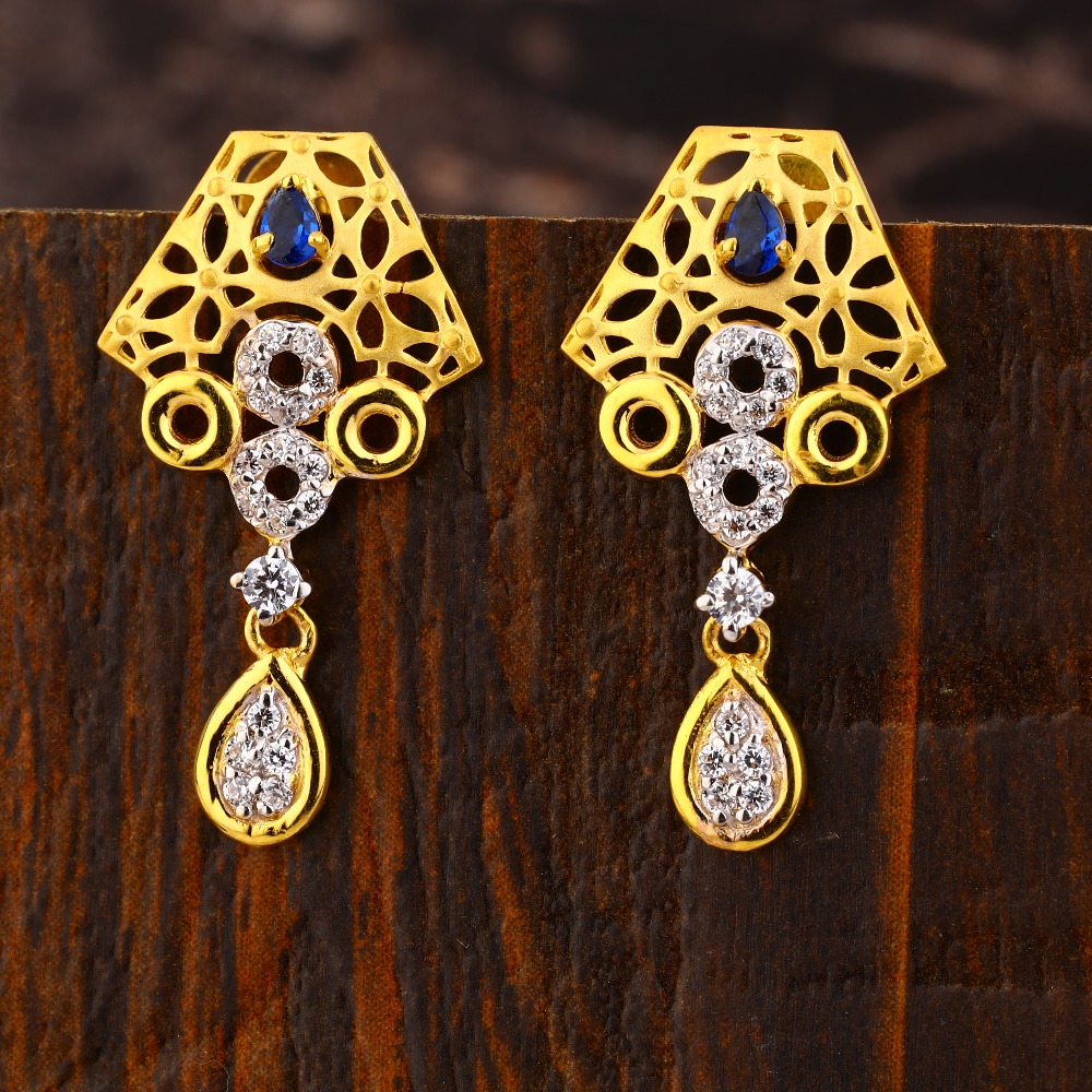 22KT  Gold CZ Delicate  Ladies Earring LFE403