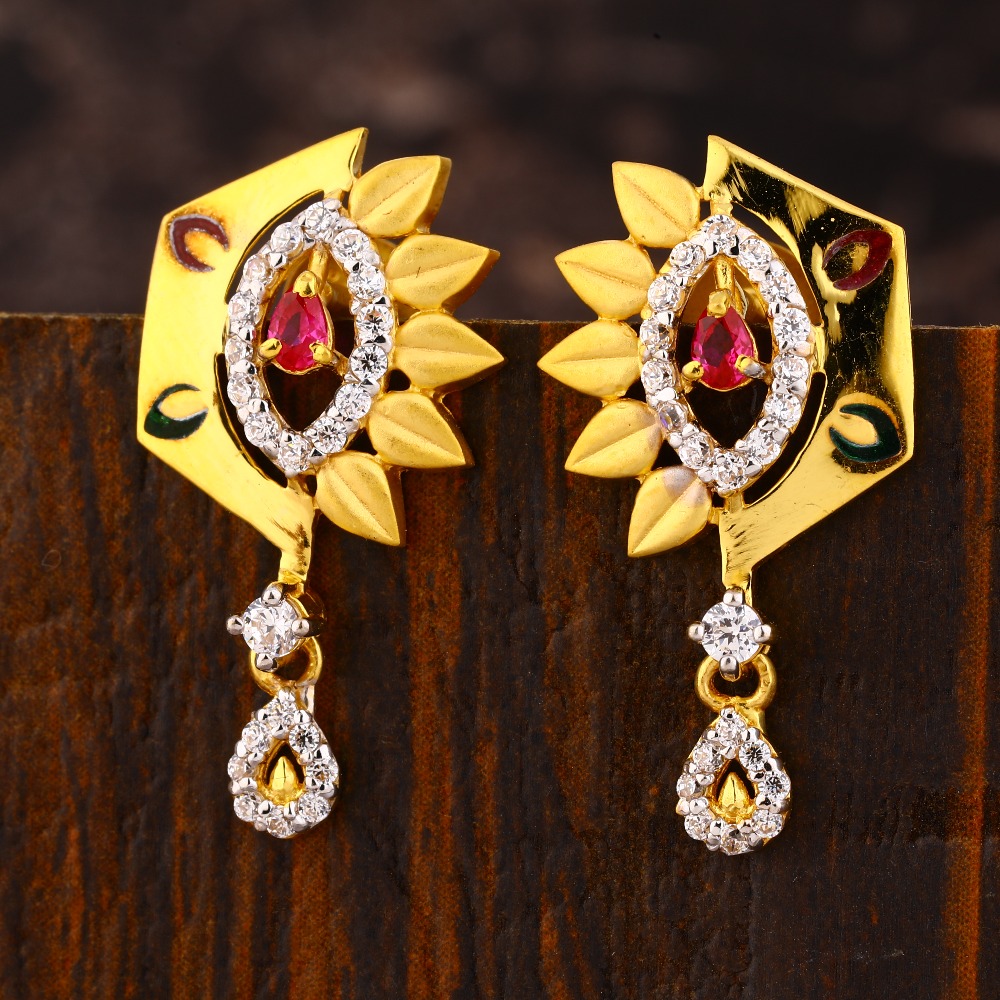 916 Gold CZ Ladies Diamond Earring LFE397
