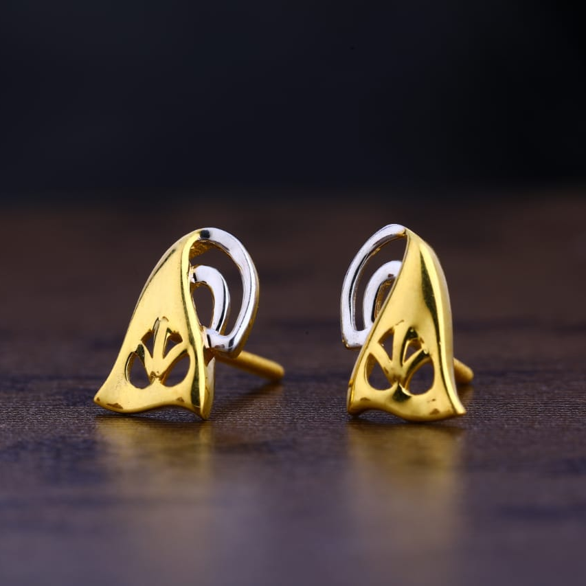 916 Gold Hallmark Delicate Ladies Plain Earring LPE281