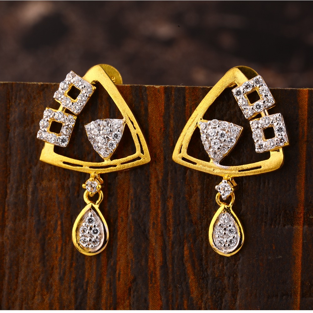 22CT Gold CZ Women's Fancy Hallmark Earring LFE394