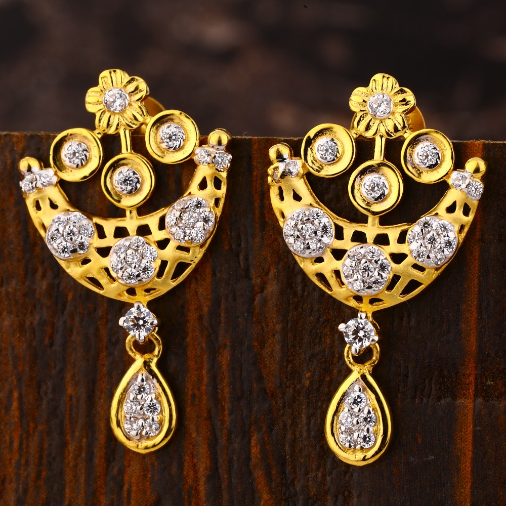 22CT Gold CZ Women's Delicate Hallmark Earring LFE393