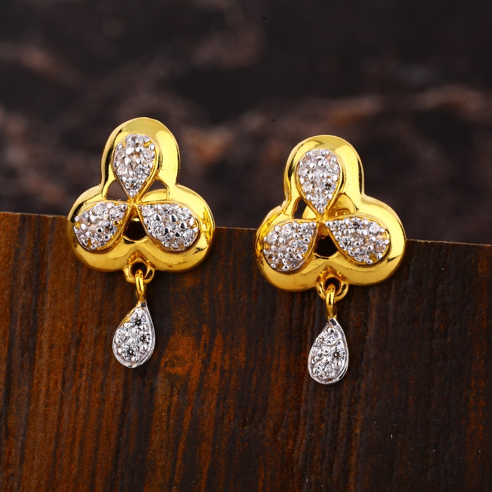 22CT Gold CZ Women's Designer Hallmark Earring LFE479
