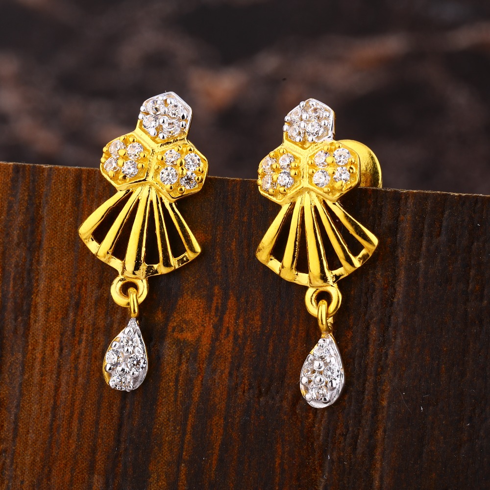 22CT Gold CZ Women's Hallmark Earring LFE478