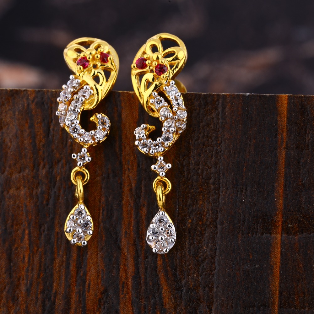22CT Gold CZ Ladies Delicate Diamond Earring LFE593