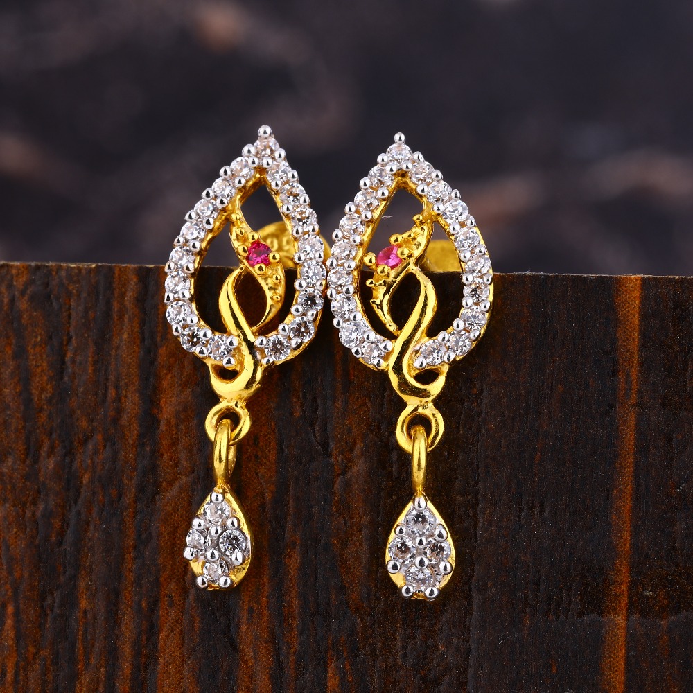 22KT Gold CZ Women's Gorgeous Hallmark Fancy  Earring LFE587