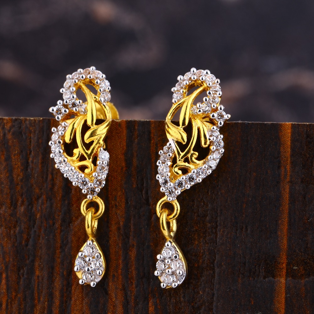 22KT Gold CZ Women's Exclusive Hallmark Fancy  Earring LFE586