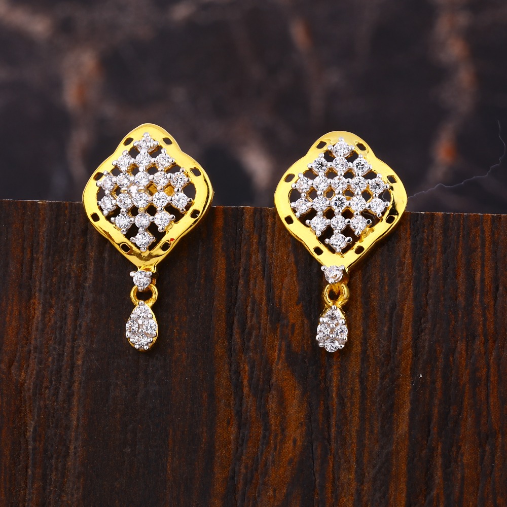 22KT Gold CZ Diamond Designer Ladies Earring LFE534