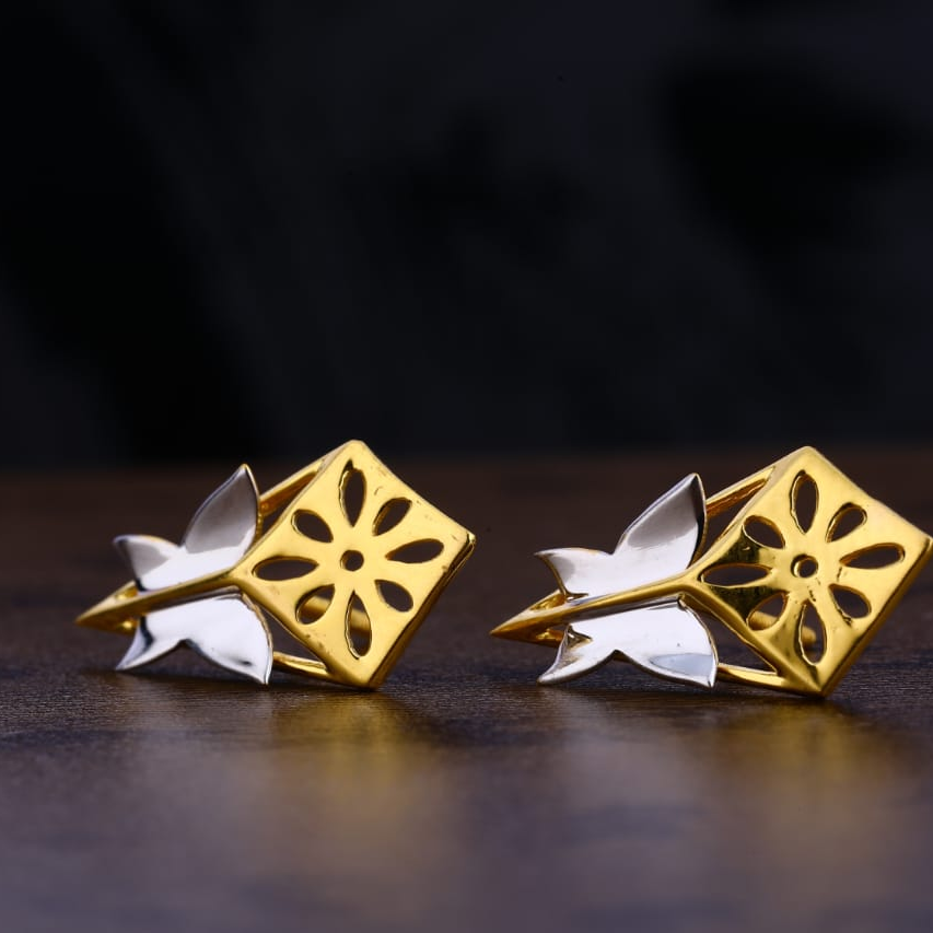916 Gold CZ Hallmark Fancy Ladies Plain Earring LPE251