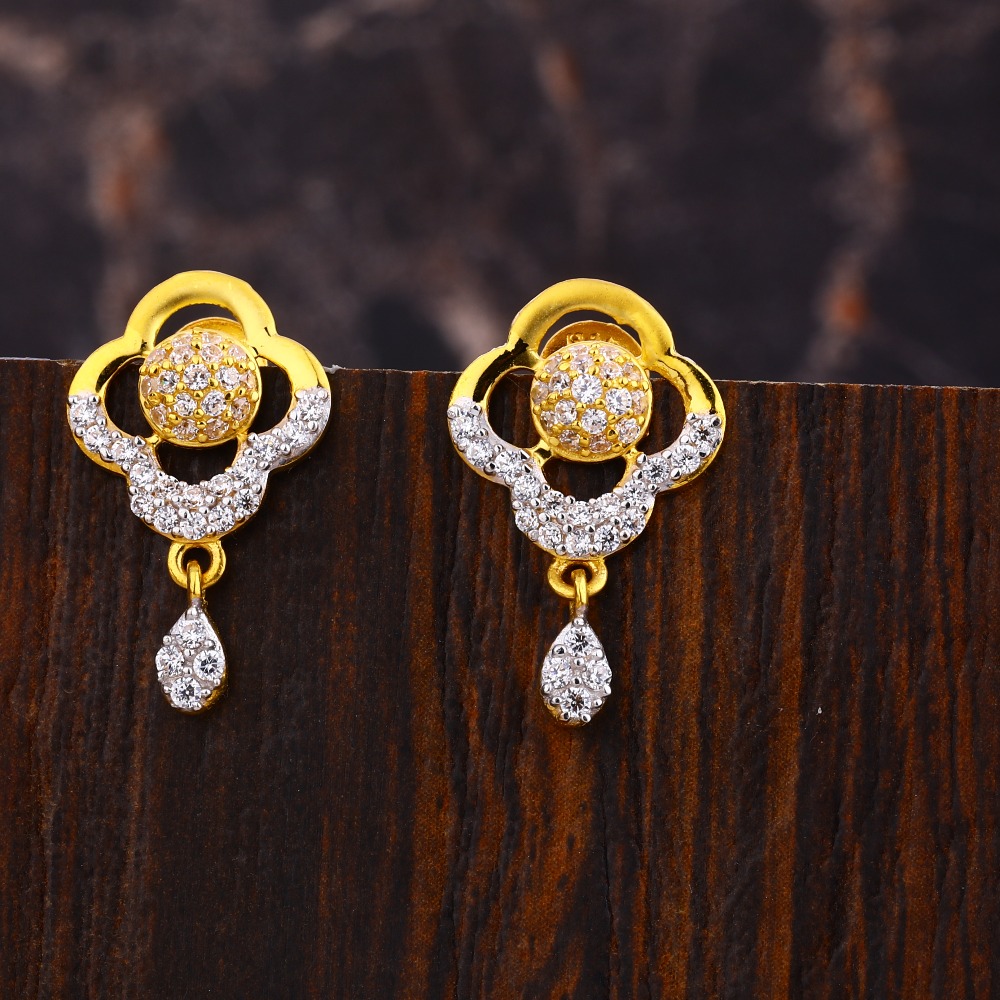 916 Gold CZ Women's Classic Hallmark Fancy Earring LFE525