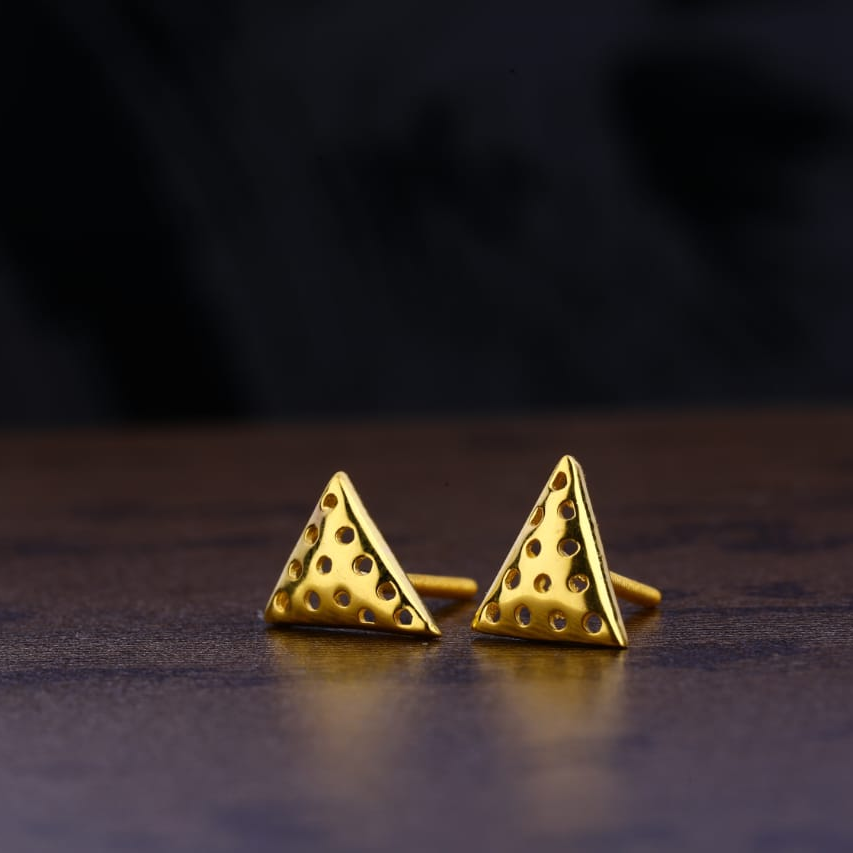 916 Gold CZ Hallmark Designer Ladies Plain Earring LPE255