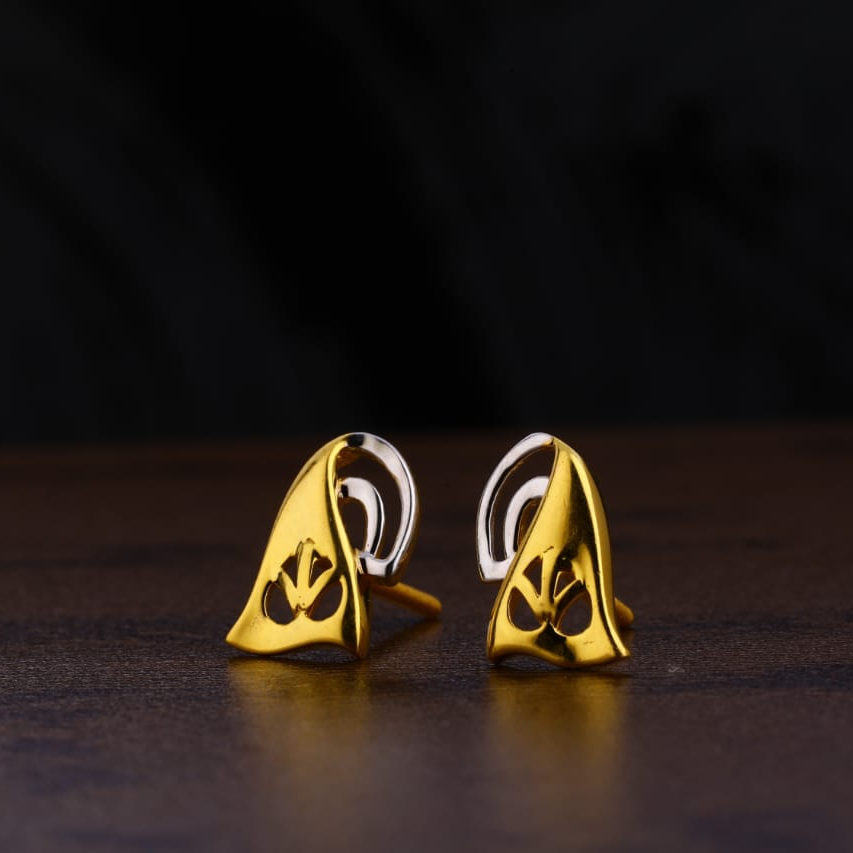 916 Gold Hallmark Designer Ladies Plain Earring LPE238