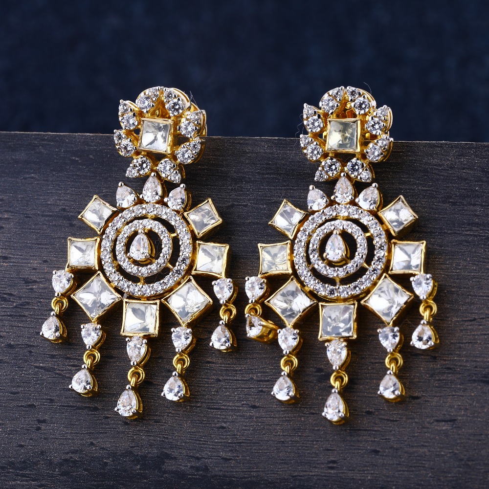 916 Gold CZ Women's Delicate Hallmark  Jhummar Earring  LJE338