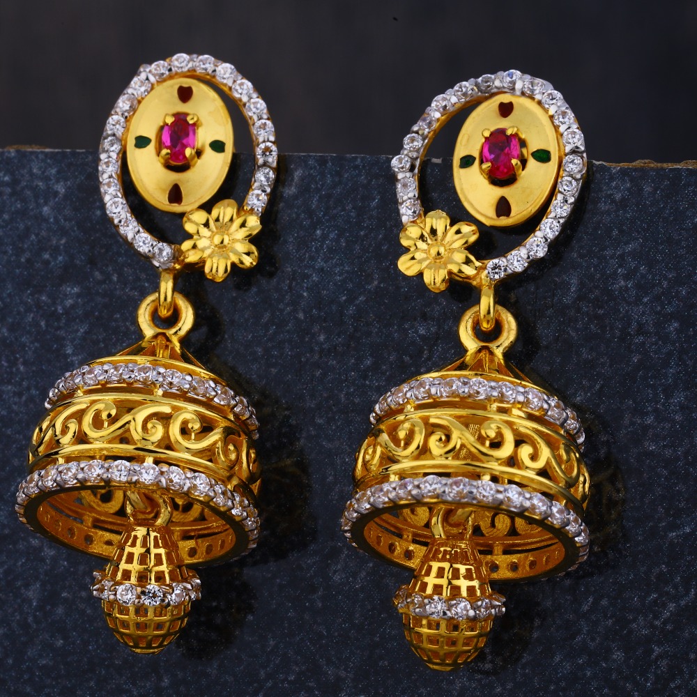 916 Gold CZ Ladies Delicate Jhummar Earring  LJE284