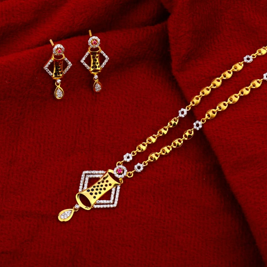 916 Gold CZ Classic Ladies Chain Necklace set CN253