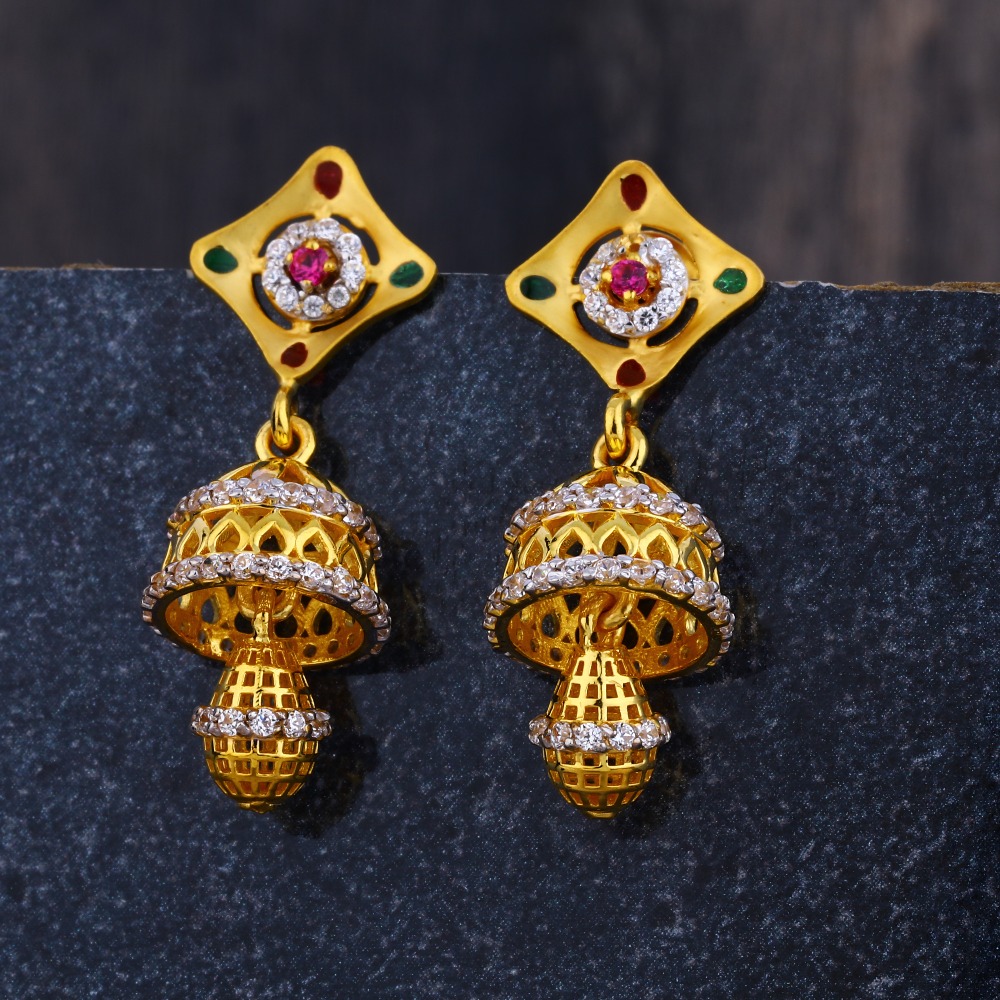 22CT CZ Gold Ladies Exclusive Jhummar Earring LJE278