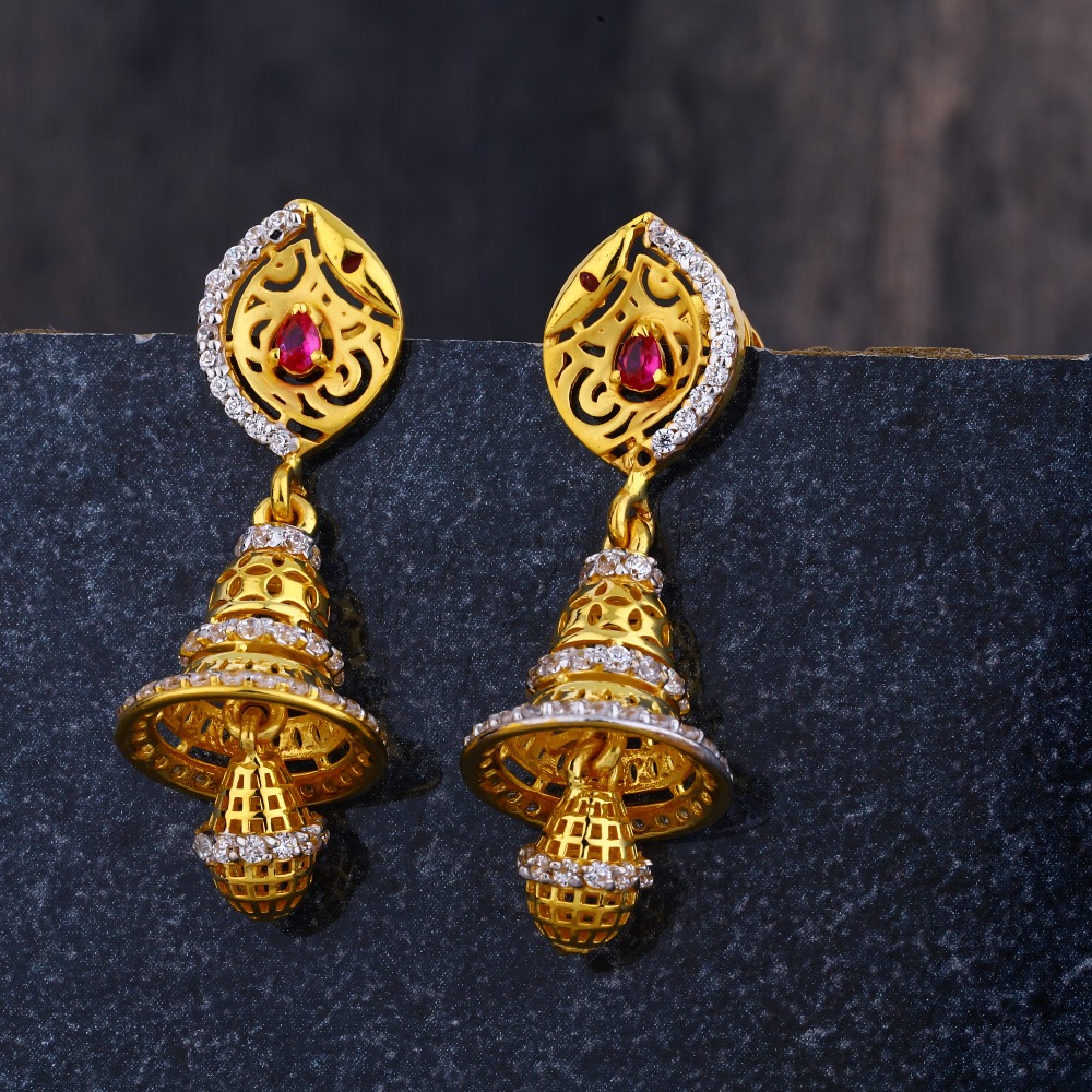 22CT CZ Gold Ladies Delicate Jhummar Earring LJE277