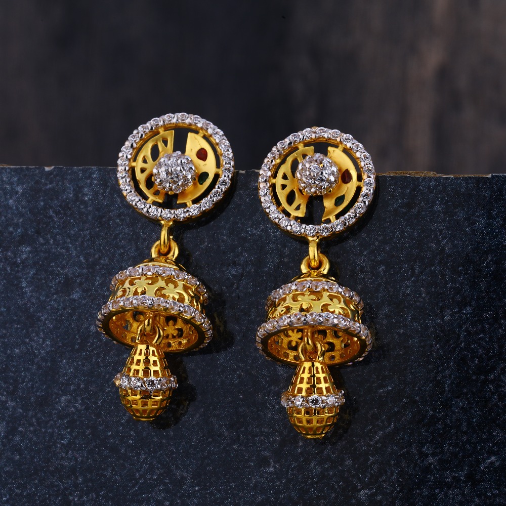 22CT CZ Gold Ladies Classic  Jhummar Earring LJE275